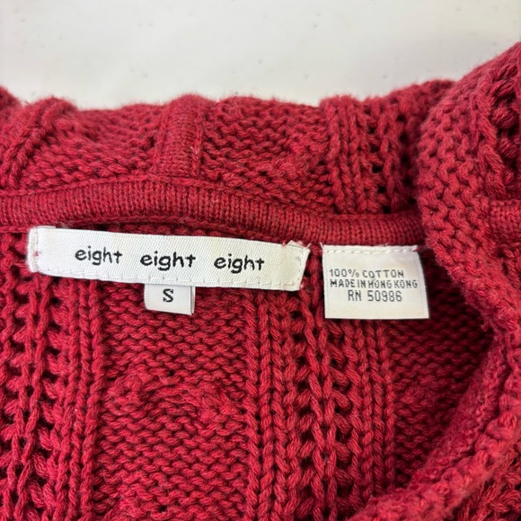 eight eight eight Burgundy Cable Knit Hooded Sweater - Picture 3 of 6